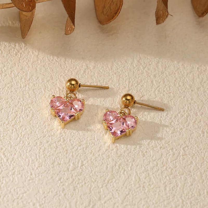 Stainless Steel Zircon Crystal Drop Dangle Earrings
