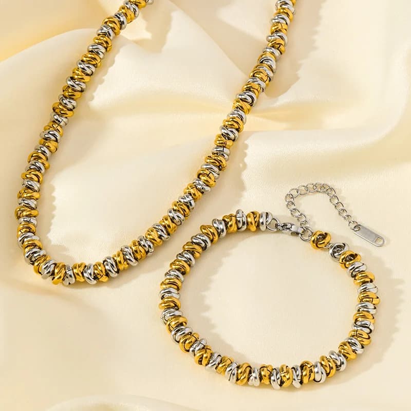 Two-Color Chain Necklace and Bracelet Set