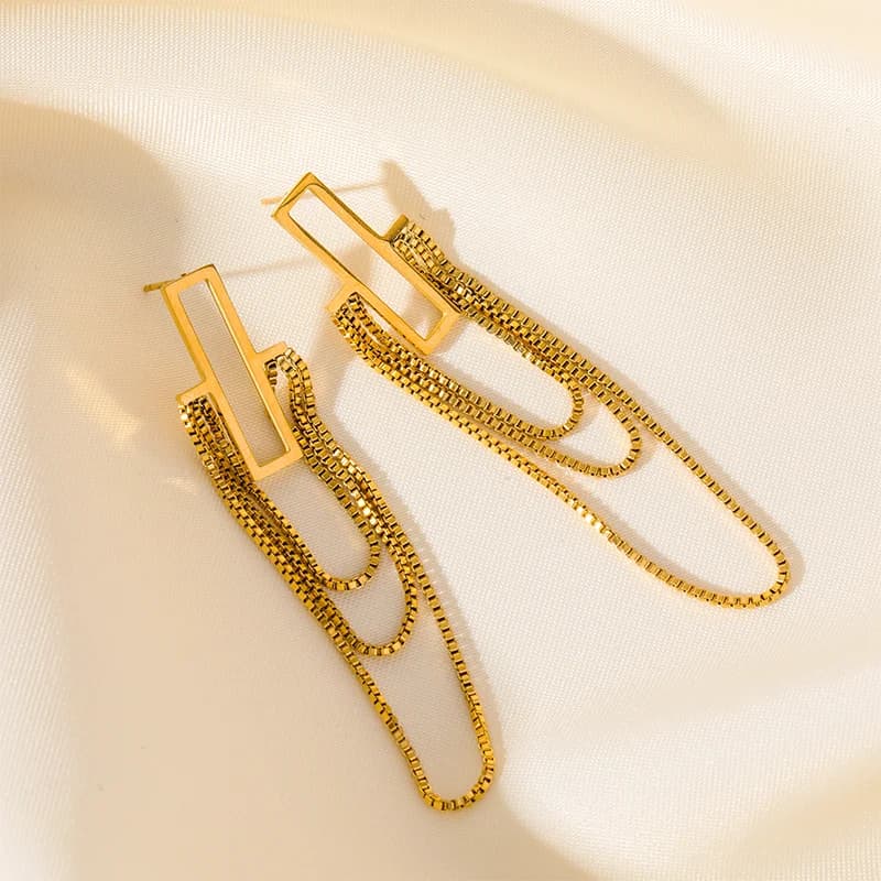 Gold Color Tassel Dangle Earrings