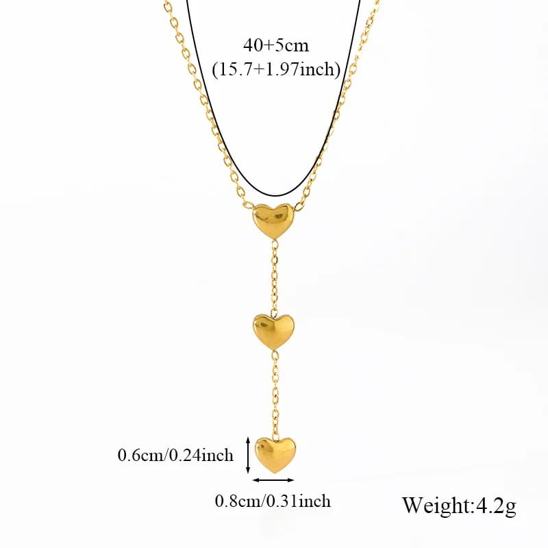Gold Heart Pendant Charm Necklace