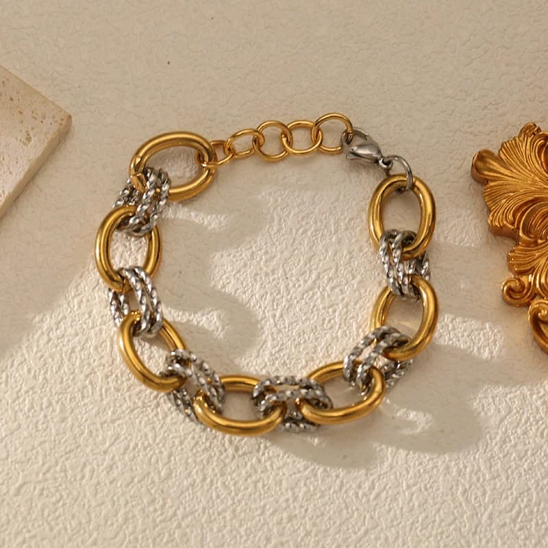 Masívny dvojtónový náramok-bangle z nehrdzavejúcej ocele 316L