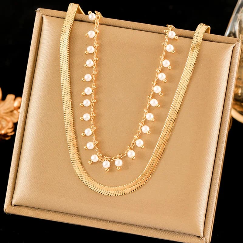 Stainless Steel Layered Stacking Chain Necklace