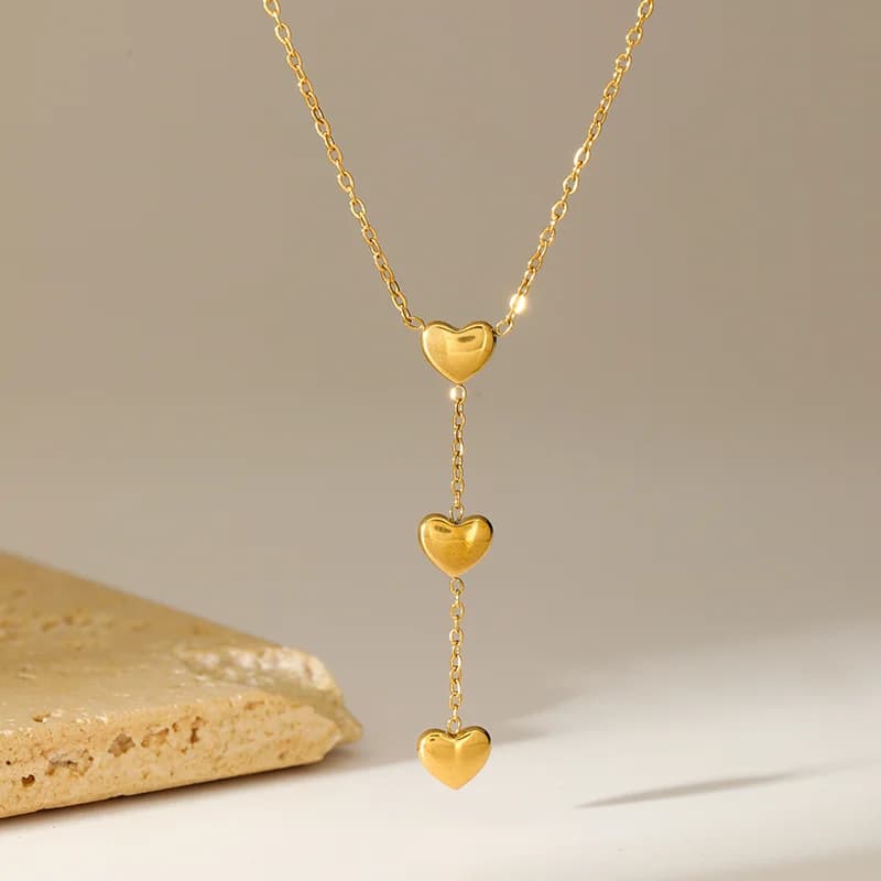 Gold Heart Pendant Charm Necklace